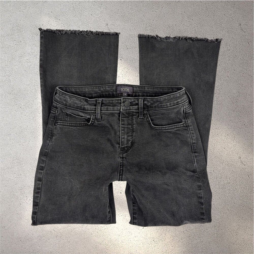 NYDJ Ava Daring Ankle Flare Jeans Women's 4 Trinity Gray Raw Hem Business Casual